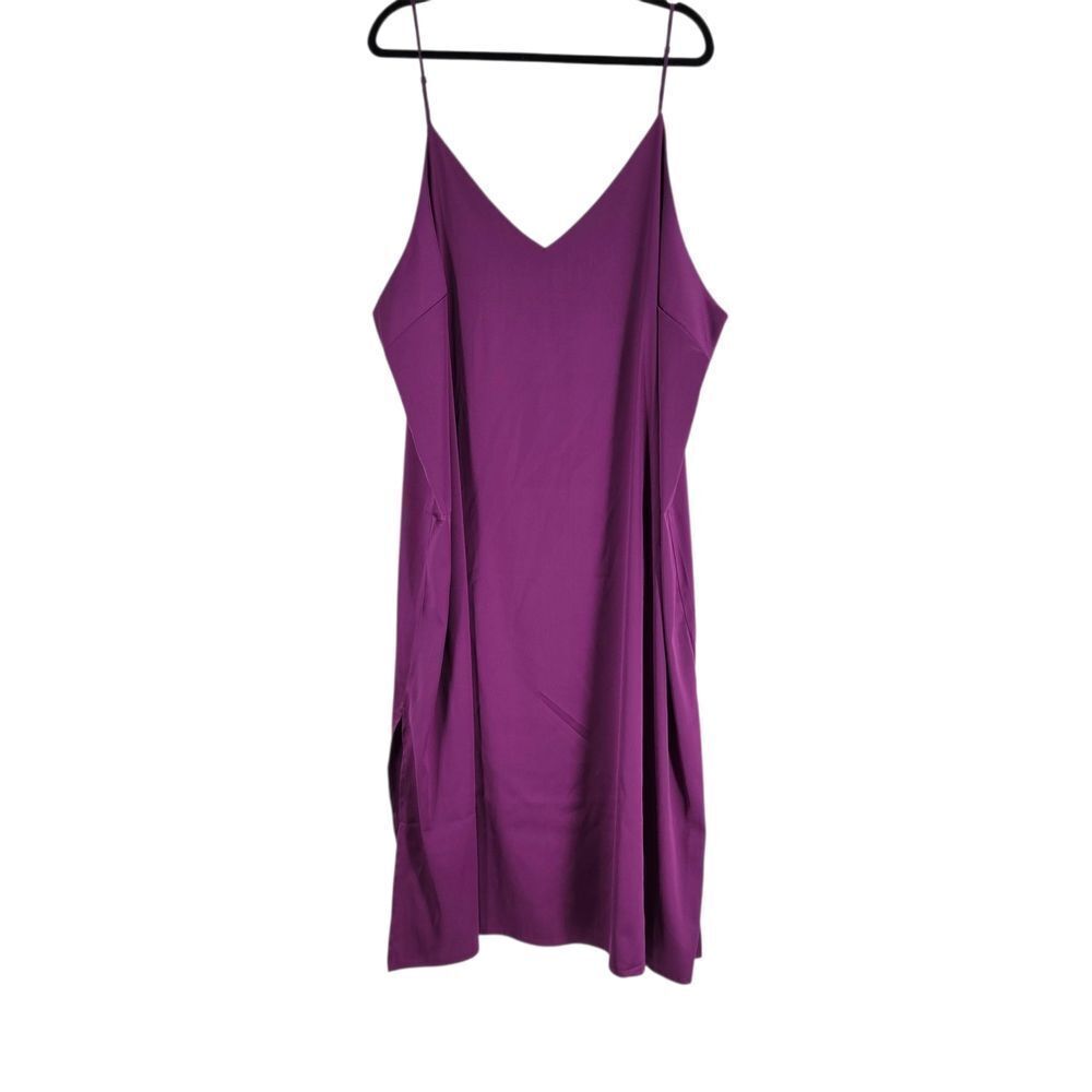 NTW Ana Silky V-neck Purple Midi Slip Dress